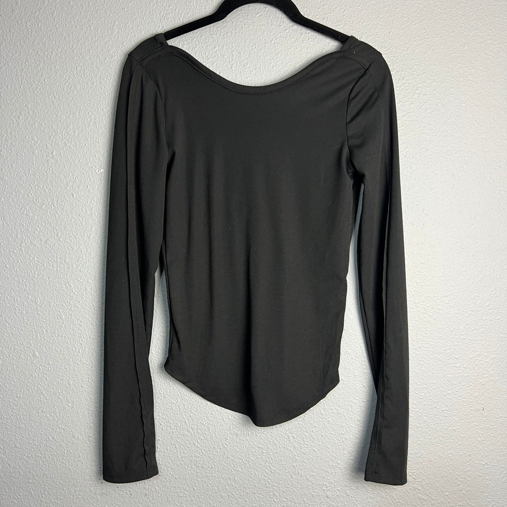 HYFVE Long‎ Sleeve Lightweight Top Low Cut Back Casual Base Layer Black Size S
